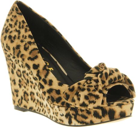 Office Bow Peep Wedge Shoes in (Leopard Print) | Lyst