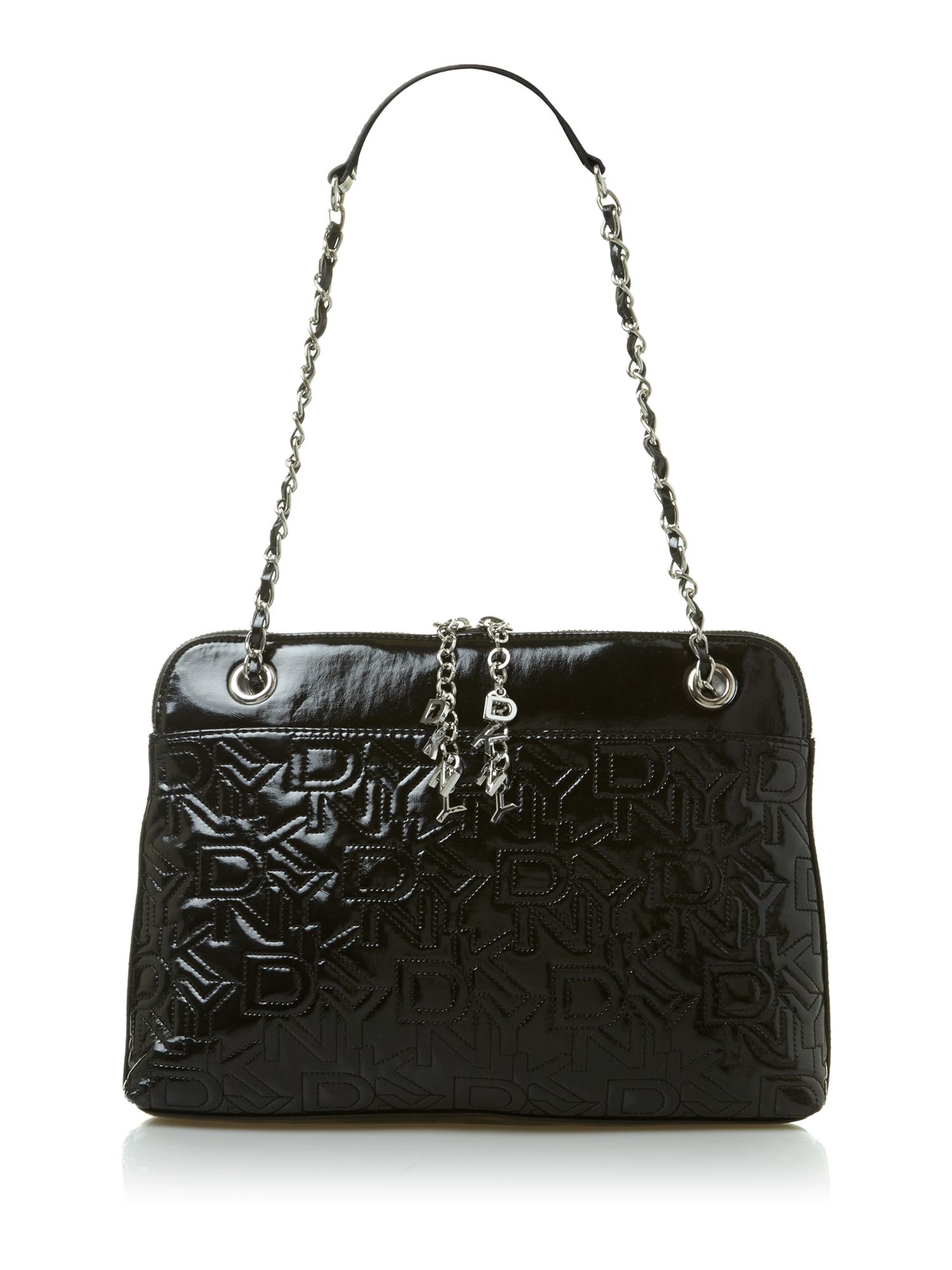 Dkny Metallic Quilted Logo Small Black Cross Body Bag in Black | Lyst