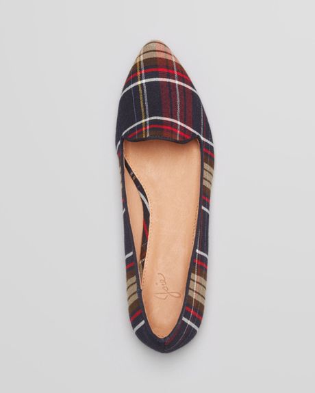 plaid pointed toe flats