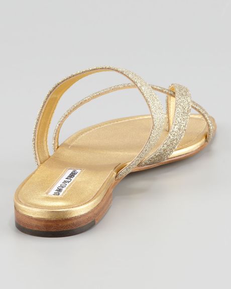 manolo blahnik gold flats