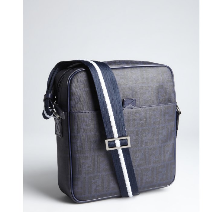 Fendi Navy Zucca Spalmati Messenger Bag in Blue for Men (navy) Lyst