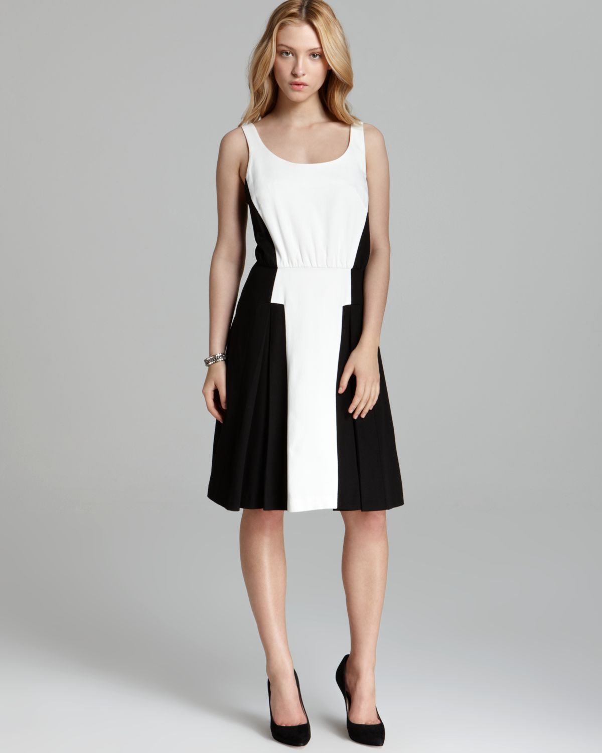 French Connection Dress Fast Color Block in White (Off White/Black) | Lyst
