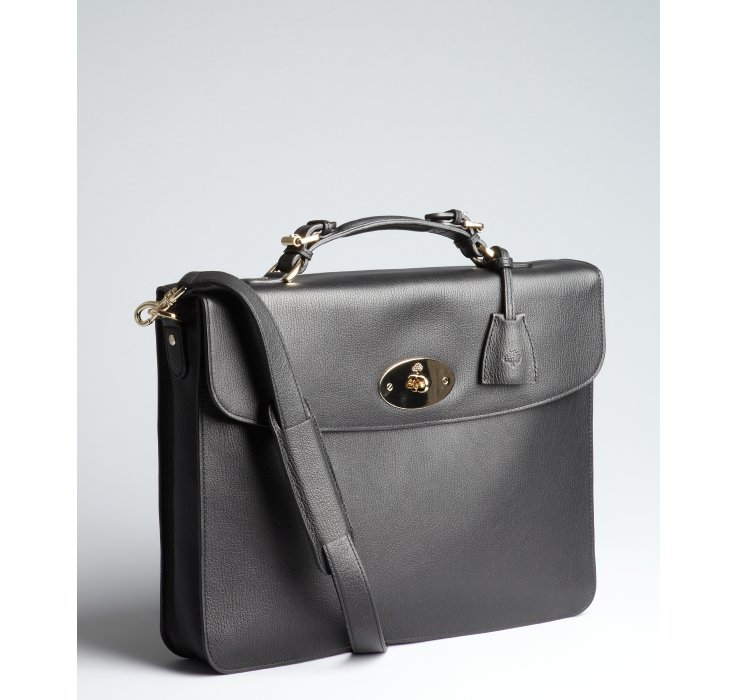 Mulberry Black Leather Bayswater Convertible Briefcase in Black for Men