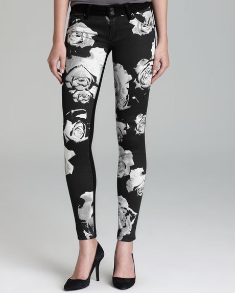 Hudson Jeans Collin Vice Versa Skinny in Floral in Black (White/Black ...