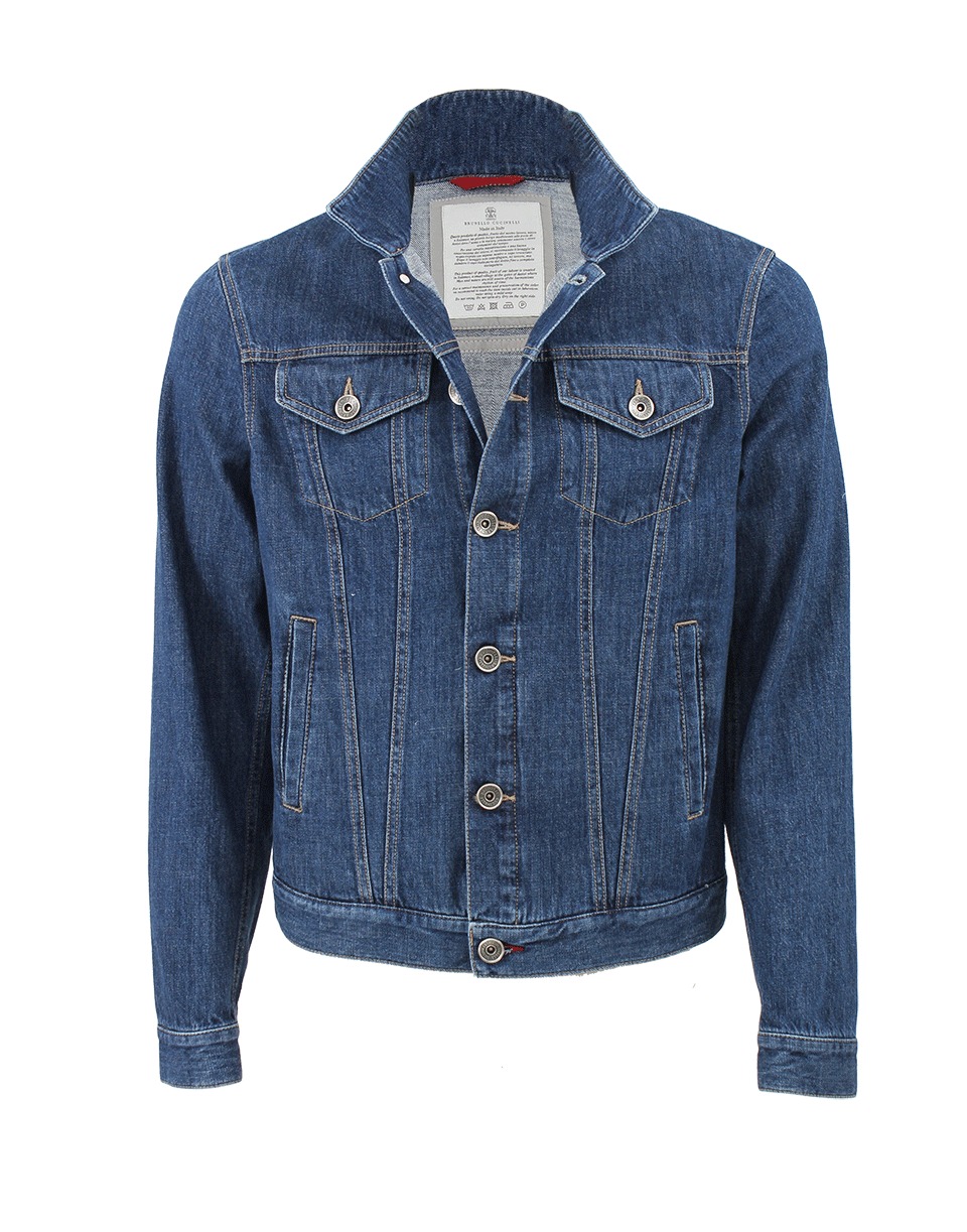 Brunello Cucinelli Button Front Two Pocket Jean Jacket in Blue for Men