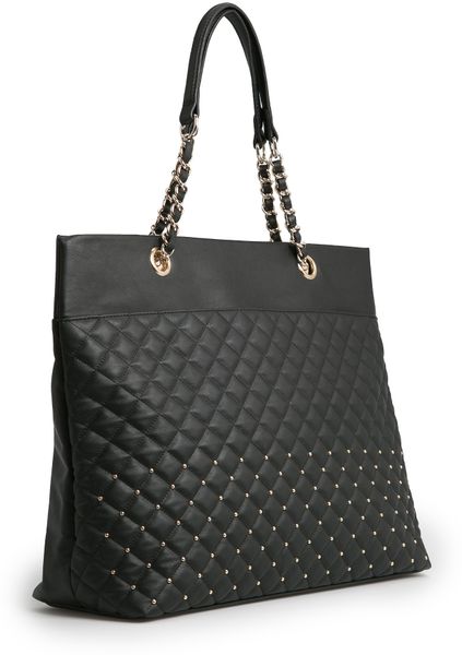 Mango Studded Quilted Shopper Bag in Black | Lyst Mango Studded Quilted Shopper Bag in Black | Lyst