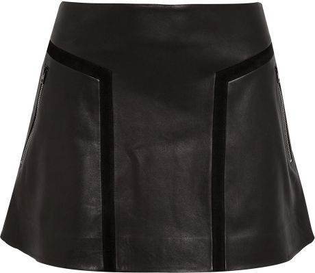 rag flared louise bone skirt leather mini