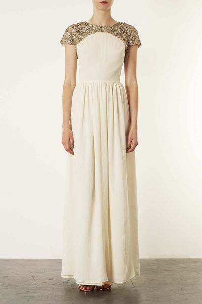 Details about TOPSHOP Cream LIMITED EDITION EMBELLISHED MAXI Dress. UK ...