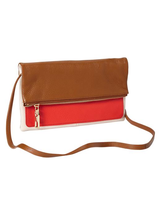 Gap Colorblock Leather Crossbody Bag in Brown (cognac)