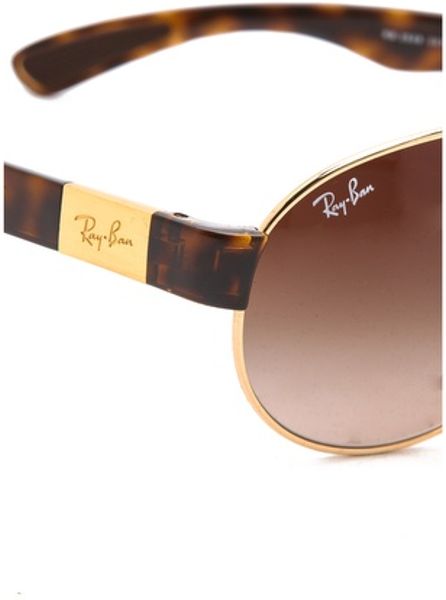 Ray Ban Small Wrap Aviator Sunglasses In Brown Lyst 