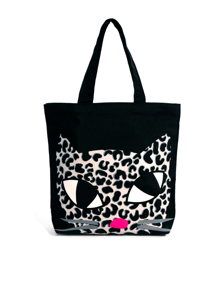 Lulu Guinness Lily Leopard Kooky Cat Tote Bag in Black Lyst