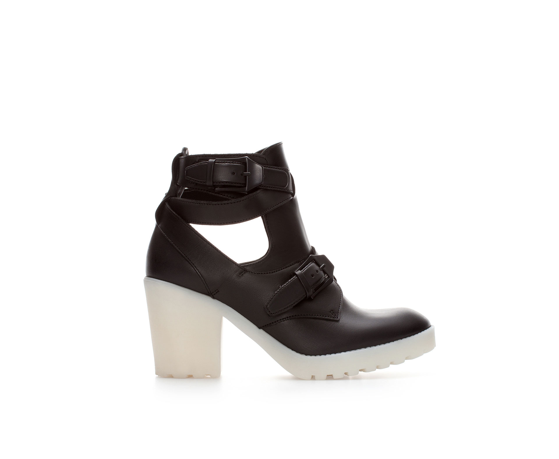 zara flat leather boots with track sole
