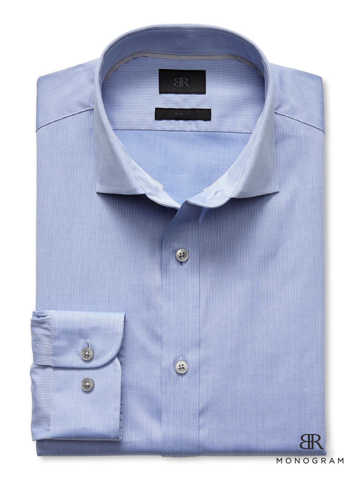 Banana Republic Br Monogram Slim Fit Dress Shirt in Blue for Men