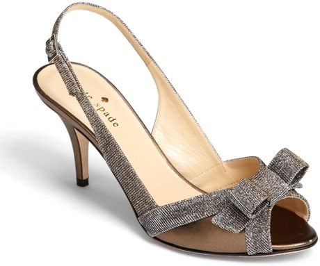 Kate Spade Silver Slingback Sandal in Gray (Bronze Lurex Metallic ...