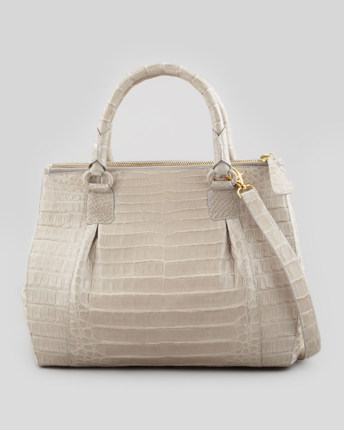 Nancy Gonzalez Executive Doublezip Crocodile Tote Bag Light Gray in Beige (LIGHT GREY) Lyst