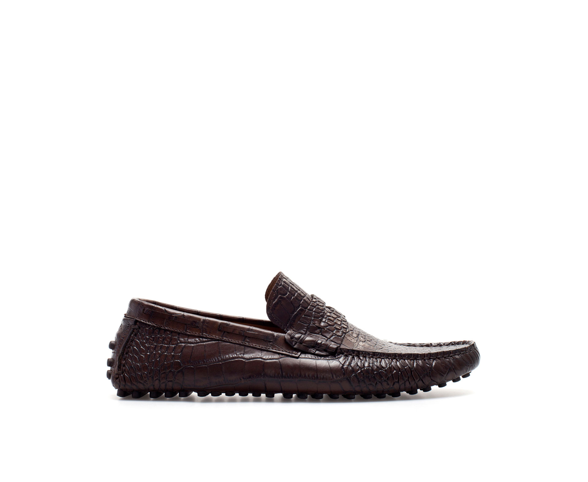 Zara Crocodileembossed Driving Shoes in Brown for Men | Lyst