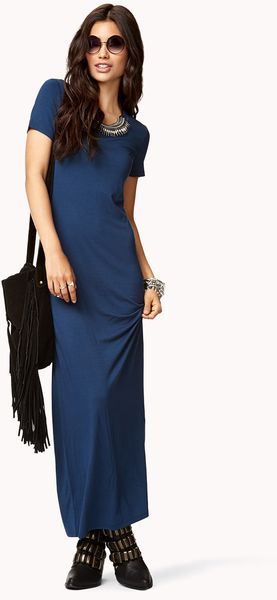 Forever 21 Short Sleeve Maxi Dress in Blue (Teal)