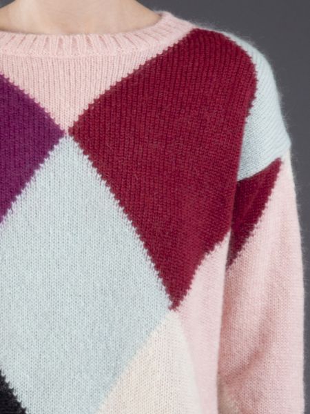Msgm Diamond Patterned Sweater in Pink | Lyst