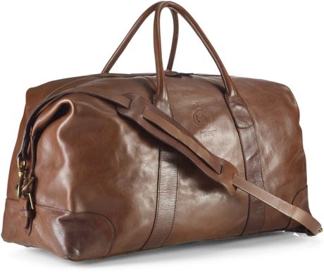 duffle ralph lauren core leather bag brown