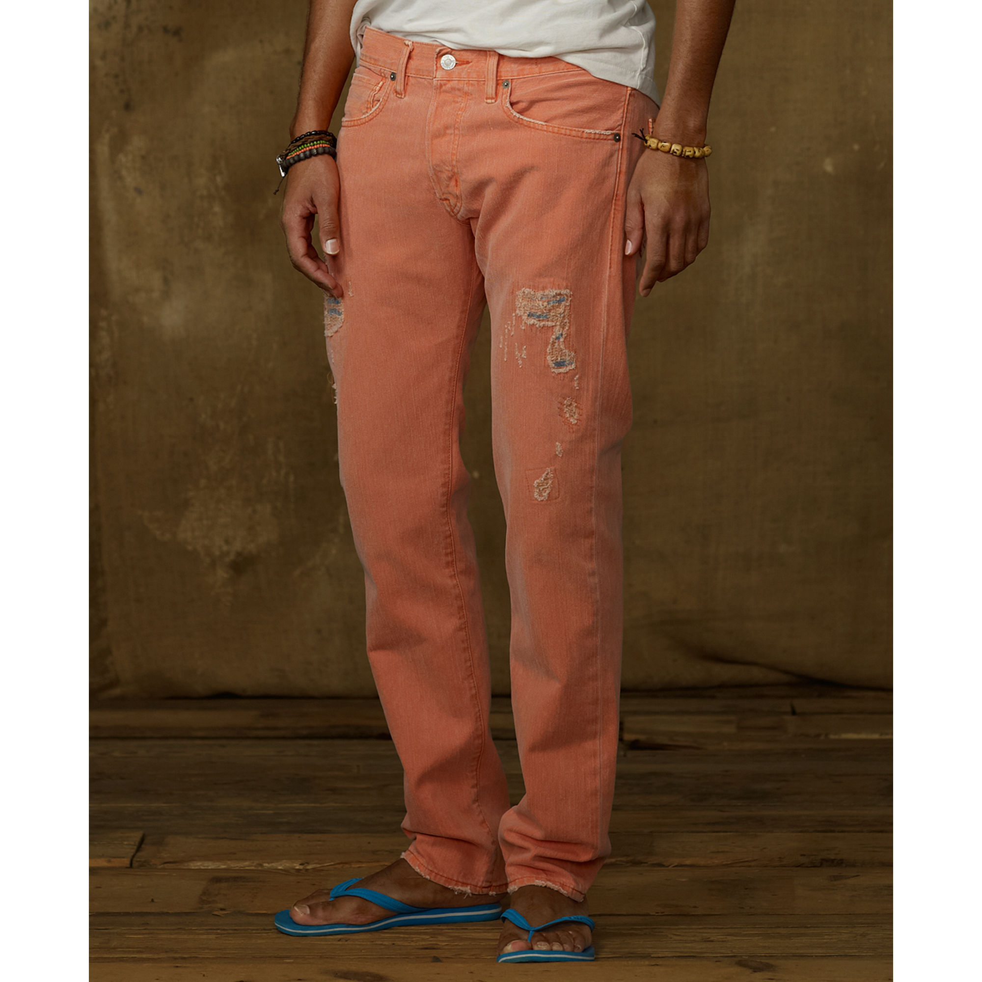 Denim & Supply Ralph Lauren Slim Fit Colored Jeans in Orange for Men