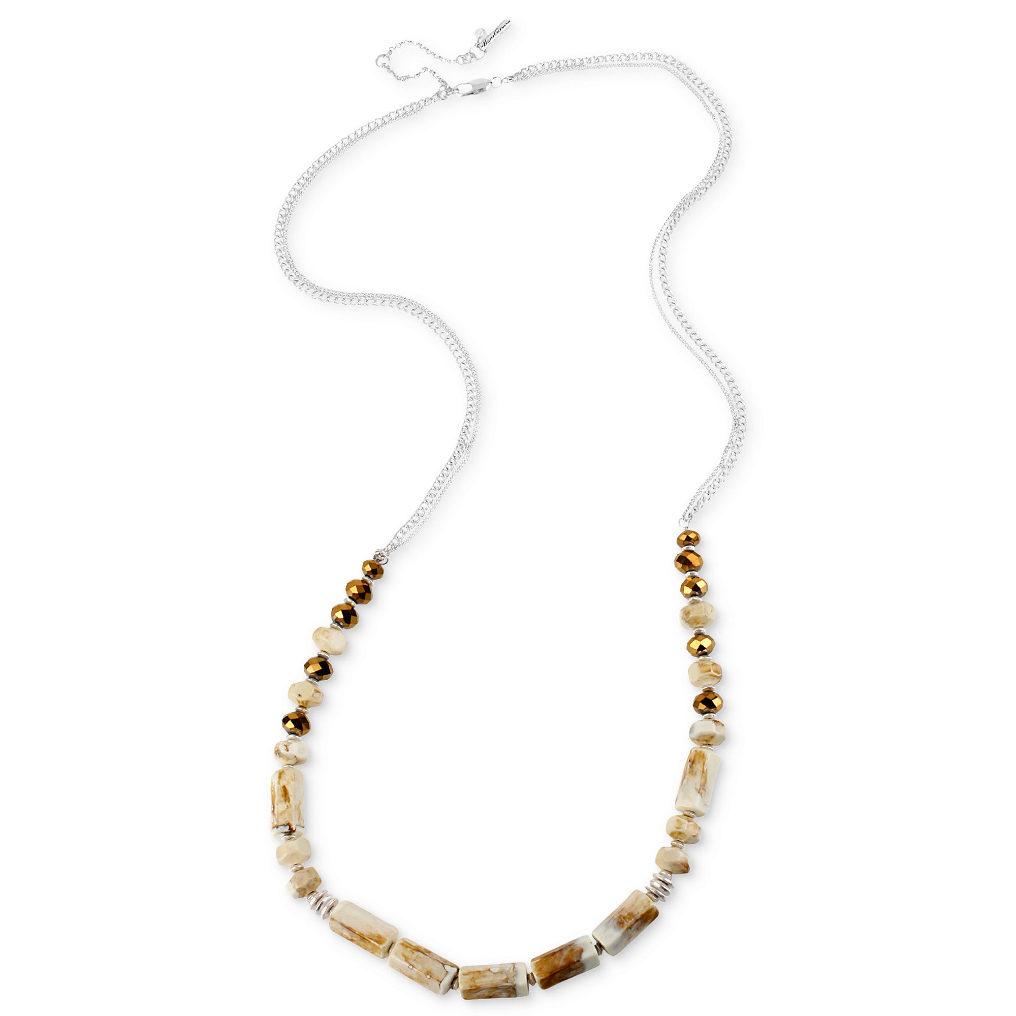kenneth cole silver tone ivory colored geometric bead necklace in silver no color lyst kenneth cole silver tone ivory colored geometric bead necklace in silver no color lyst