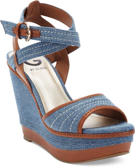 denim platform wedges