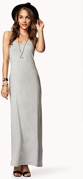 Forever 21 Racerback Maxi Dress in Gray (HEATHER GREY) Forever 21 Racerback Maxi Dress in Gray (HEATHER GREY)