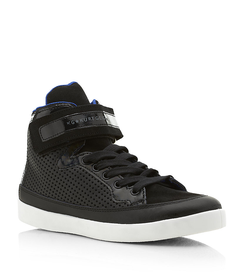 kurt geiger black leather trainers