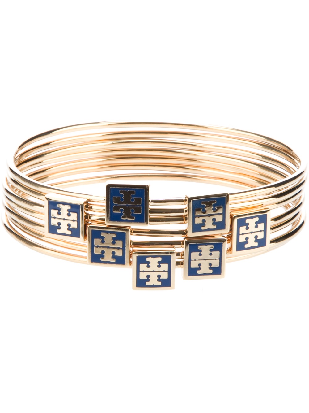 Tory Burch Seven Logo Bangles in Gold Lyst
