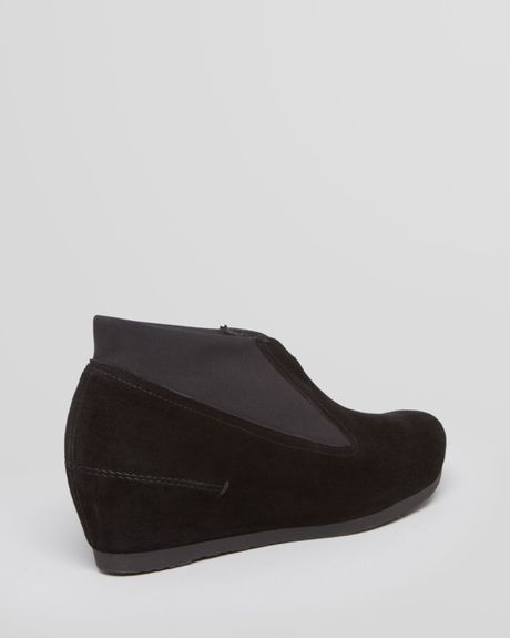green wedge booties