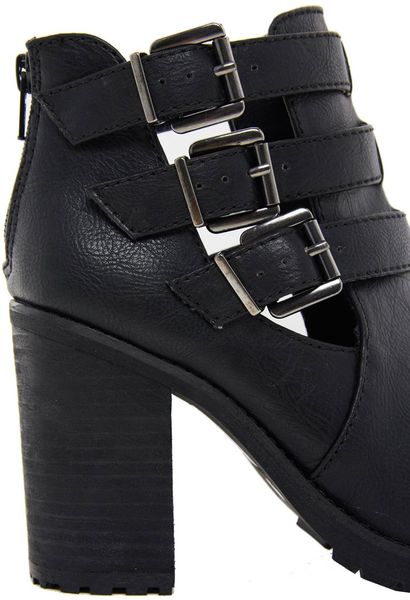block heel cut out ankle boots