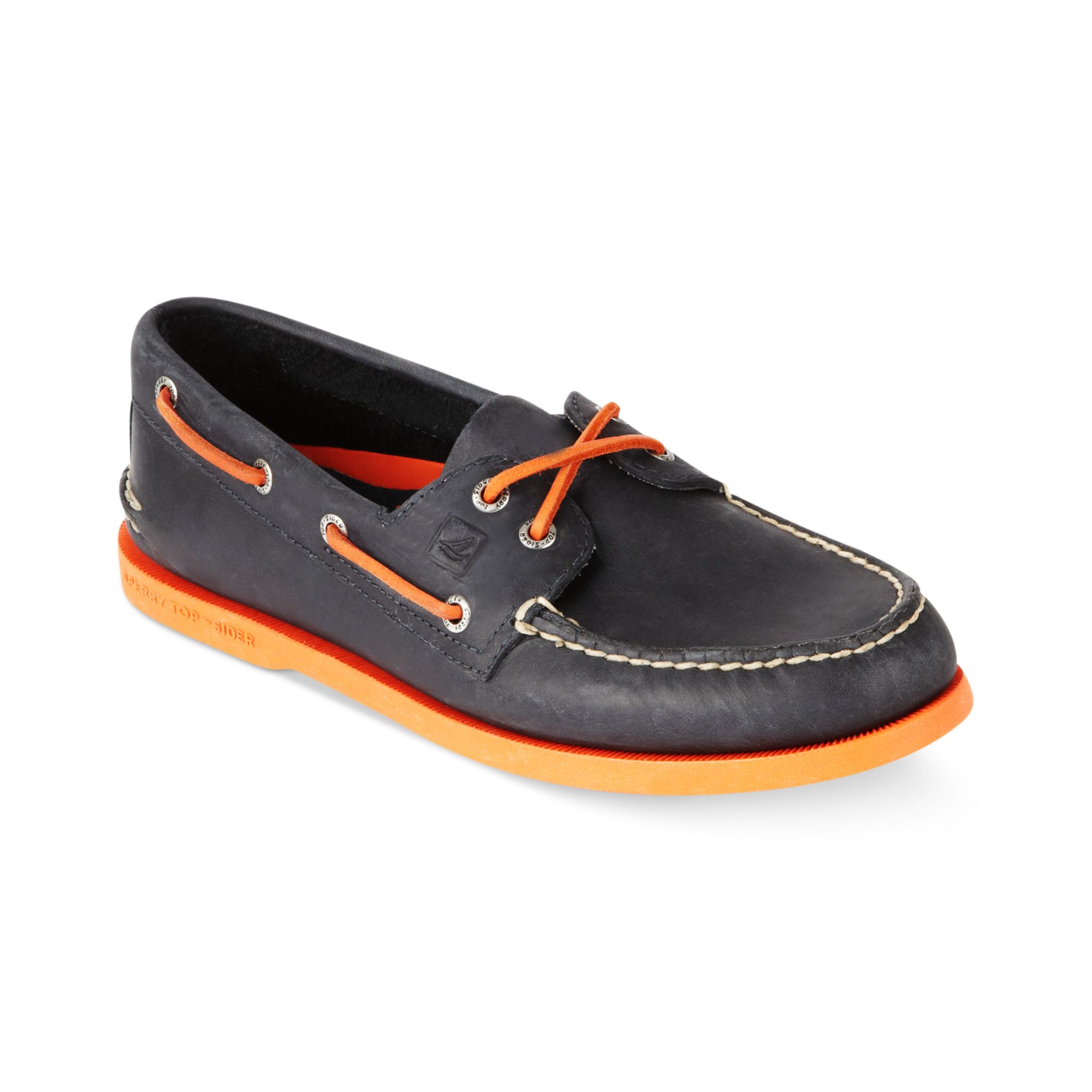 orange sperry boat shoes
