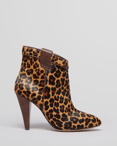 ... Pointed Toe Booties Benny Leopard Print High Heel in Animal (Leopard