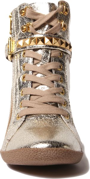 Steve Madden Huston Sneaker Wedge in Gold (METALLIC MULTI) | Lyst