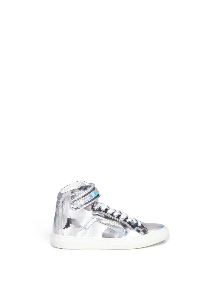 Pierre Hardy Disco Ball Holographic High Top Sneakers in