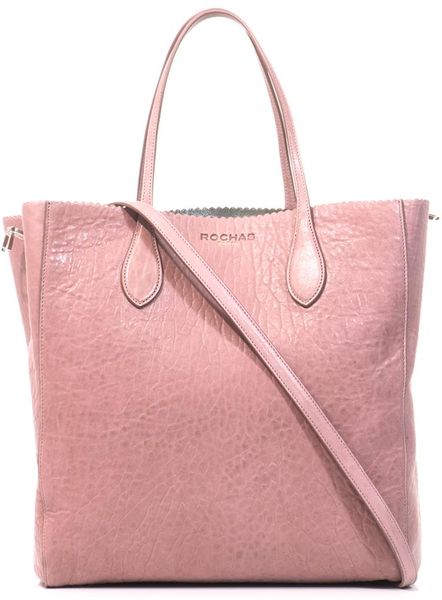 Rochas Scallopededge Leather Tote Bag in Pink (blush) | Lyst