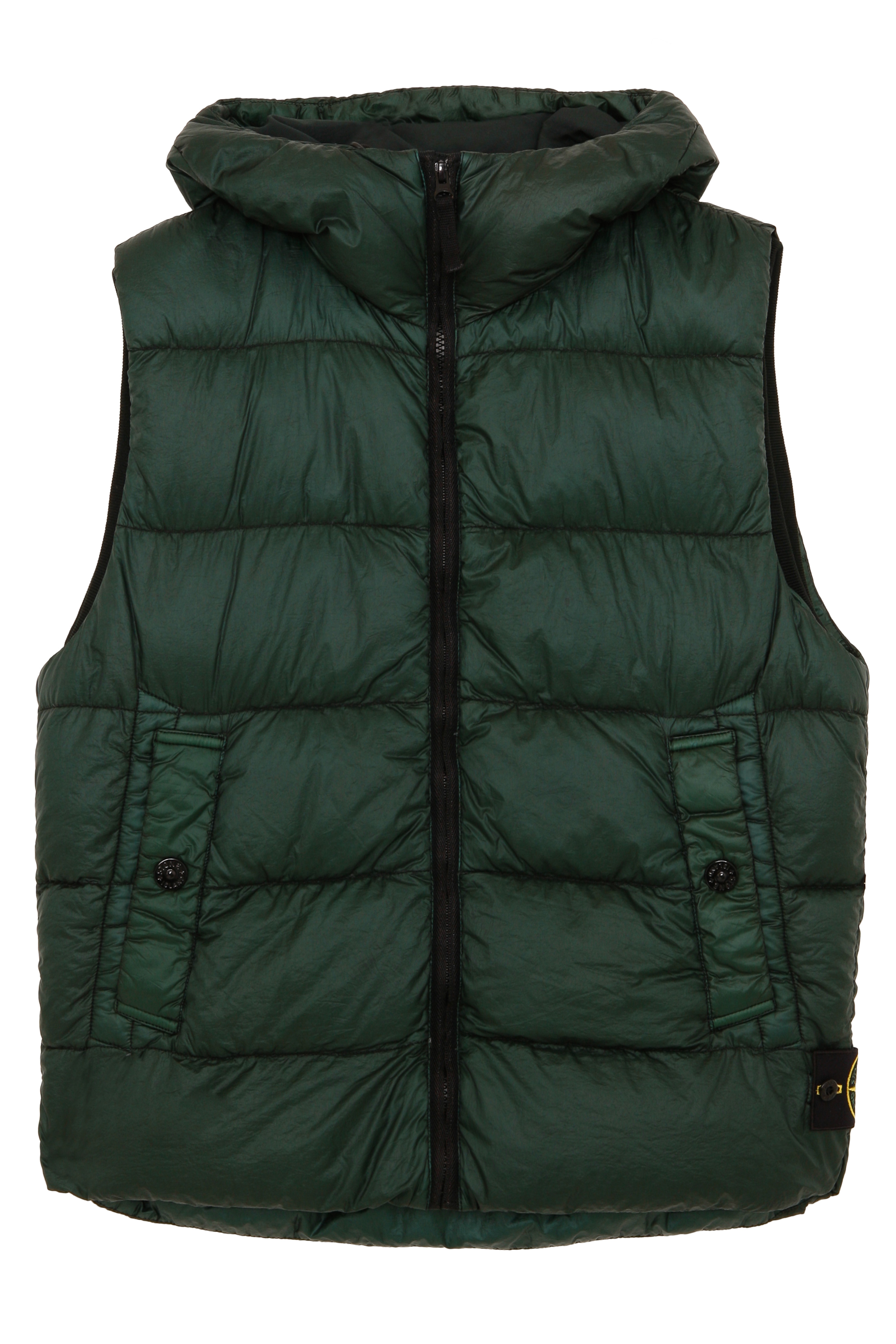 Stone Island Hooded Puffa Gilet in Green for Men Lyst