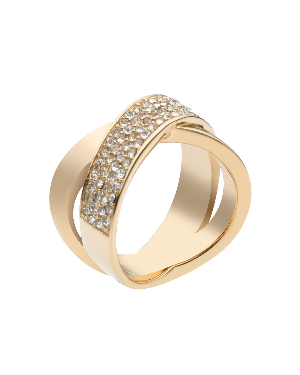 Michael Kors Pave Crystal X Ring Golden in Gold