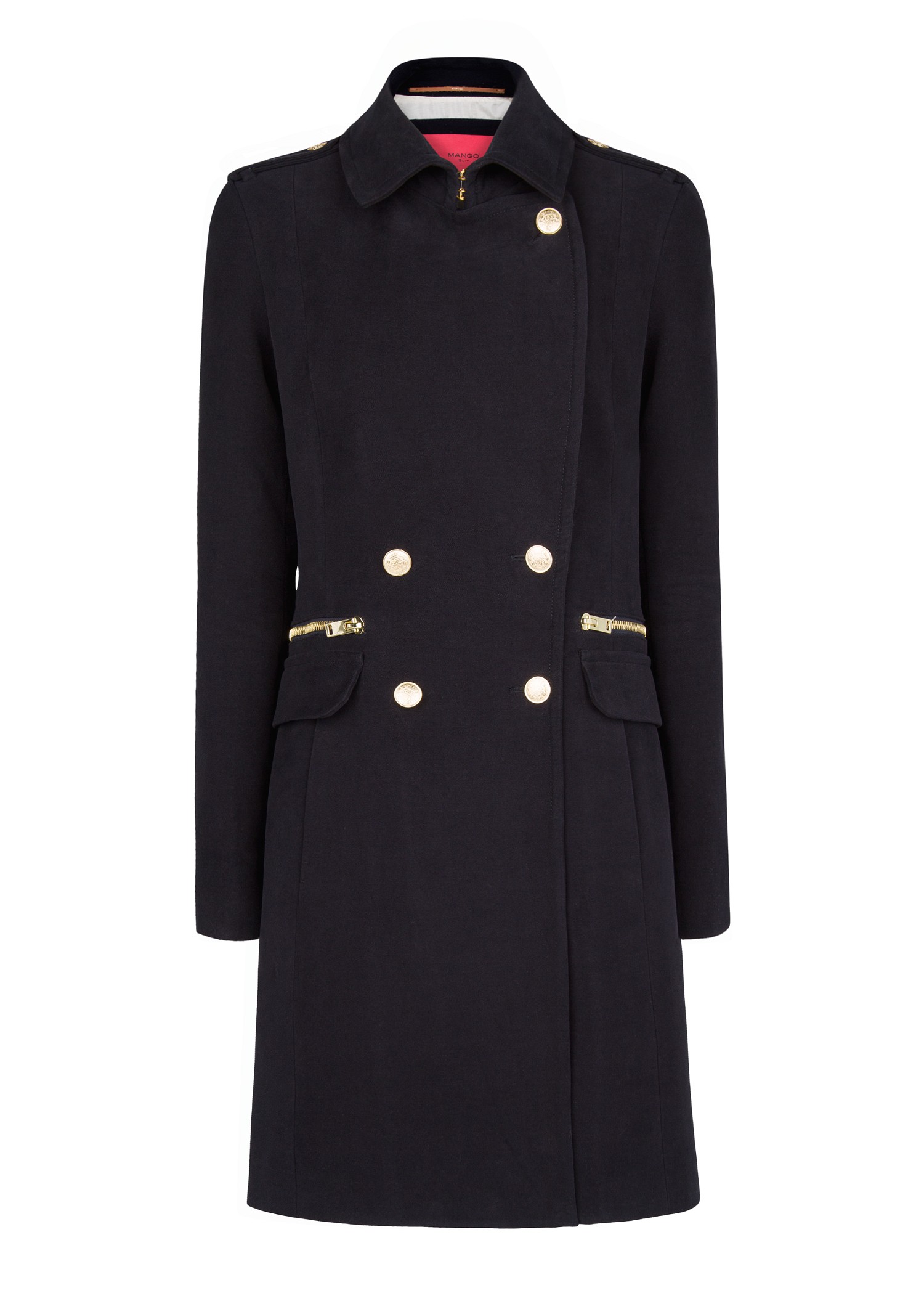 Mango Military Style Long Coat in Black (Navy) Lyst