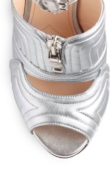prada silver flat sandals