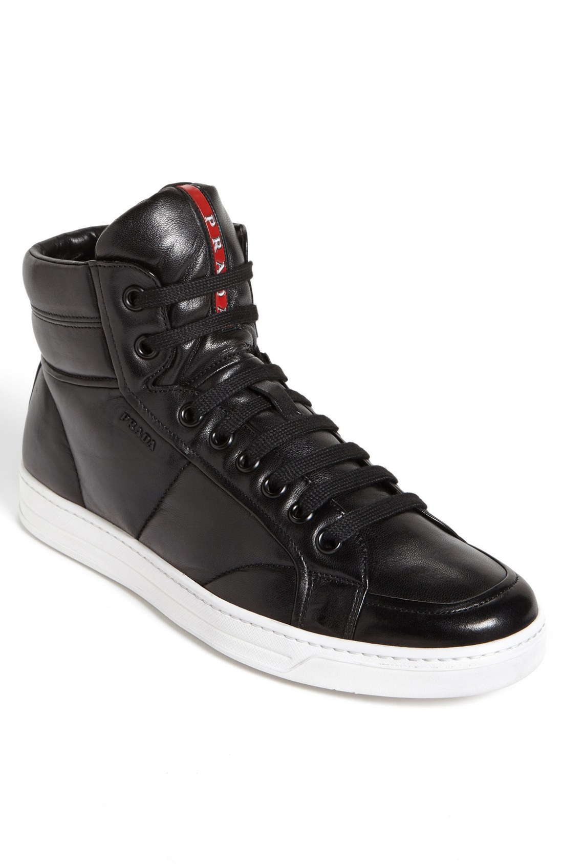 Prada Avenue High Top Sneaker In Black For Men Black White Lyst