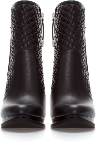 zara quilted flat knee high boots