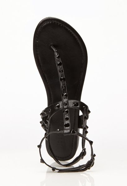 Forever 21 Spikeaccented Gladiator Thong Sandals in Black | Lyst