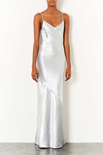 strappy satin gown