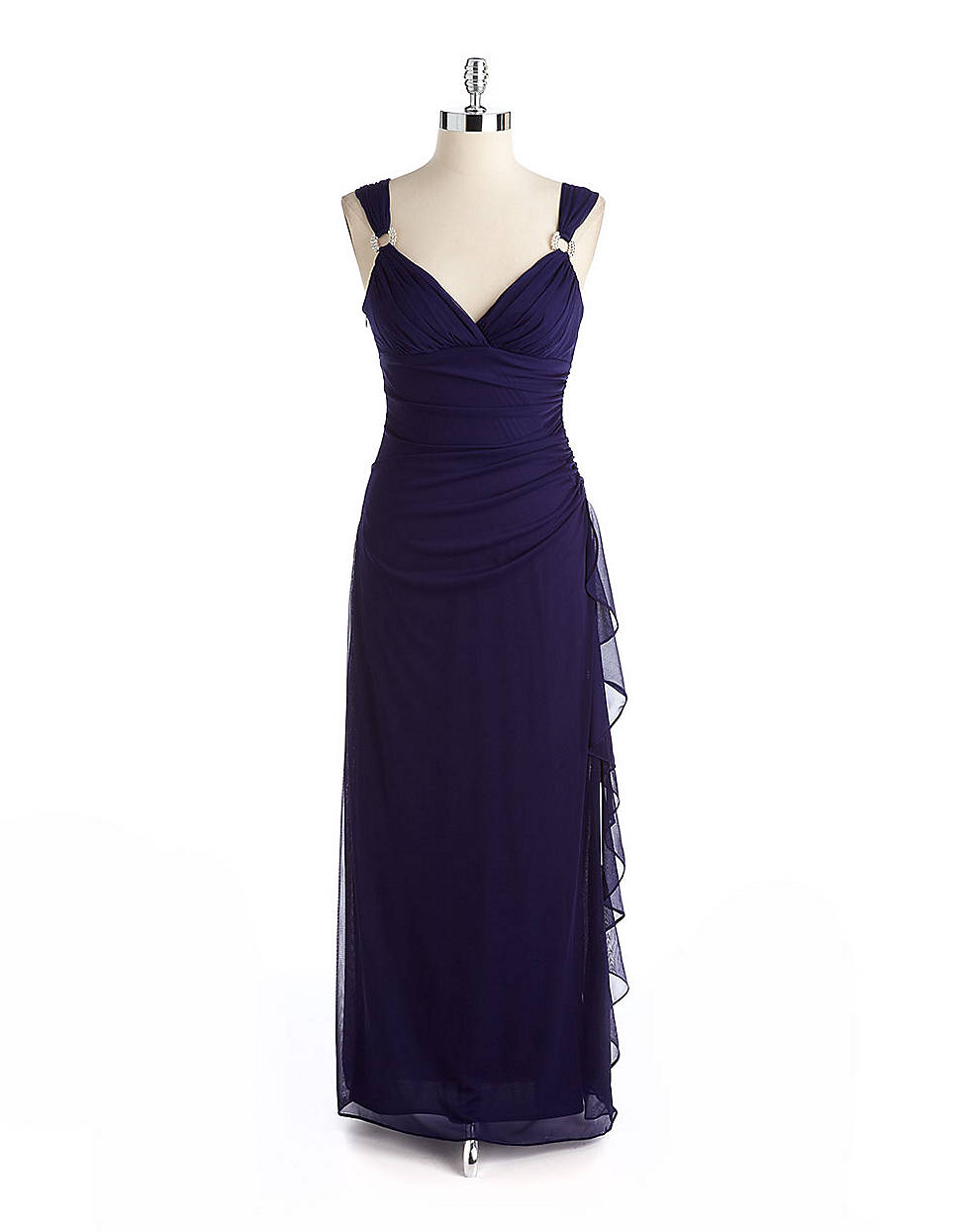 betsy and adam embellished chiffon illusion gown