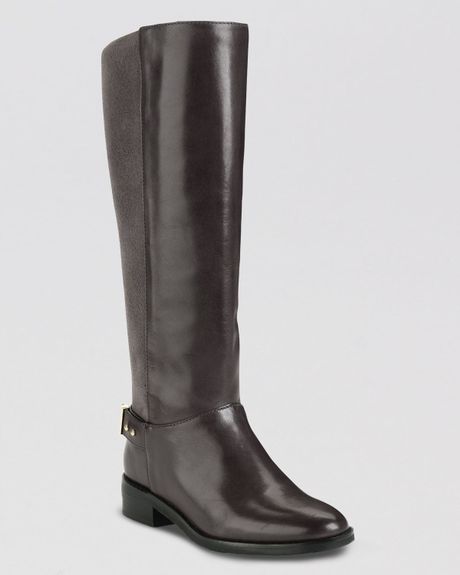 grey tall flat boots