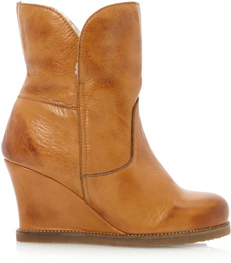 leather winter boots with wedge crepe sole