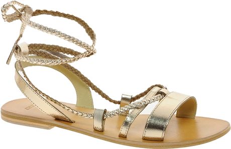 Asos Asos Forever Leather Flat Sandals in Gold | Lyst
