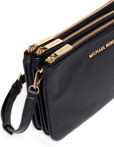 Michael Michael Kors Bedford Gusset Leather Crossbody Bag in Black