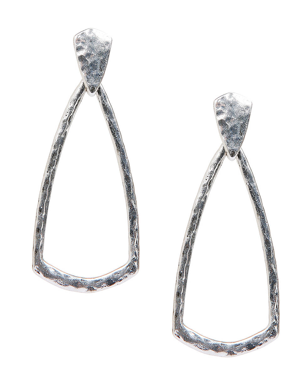 Lucky Brand Silver Tone Drop Hoop Earrings in Silver Lyst